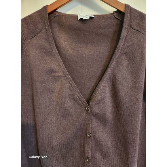 C30 St John's Bay brown button-up short-sleeved sweater cardigan - Picture 2 of 8